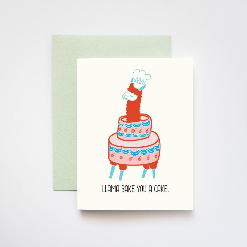 ILootPaperie - "Llama Bake You A Cake" Birthday Card