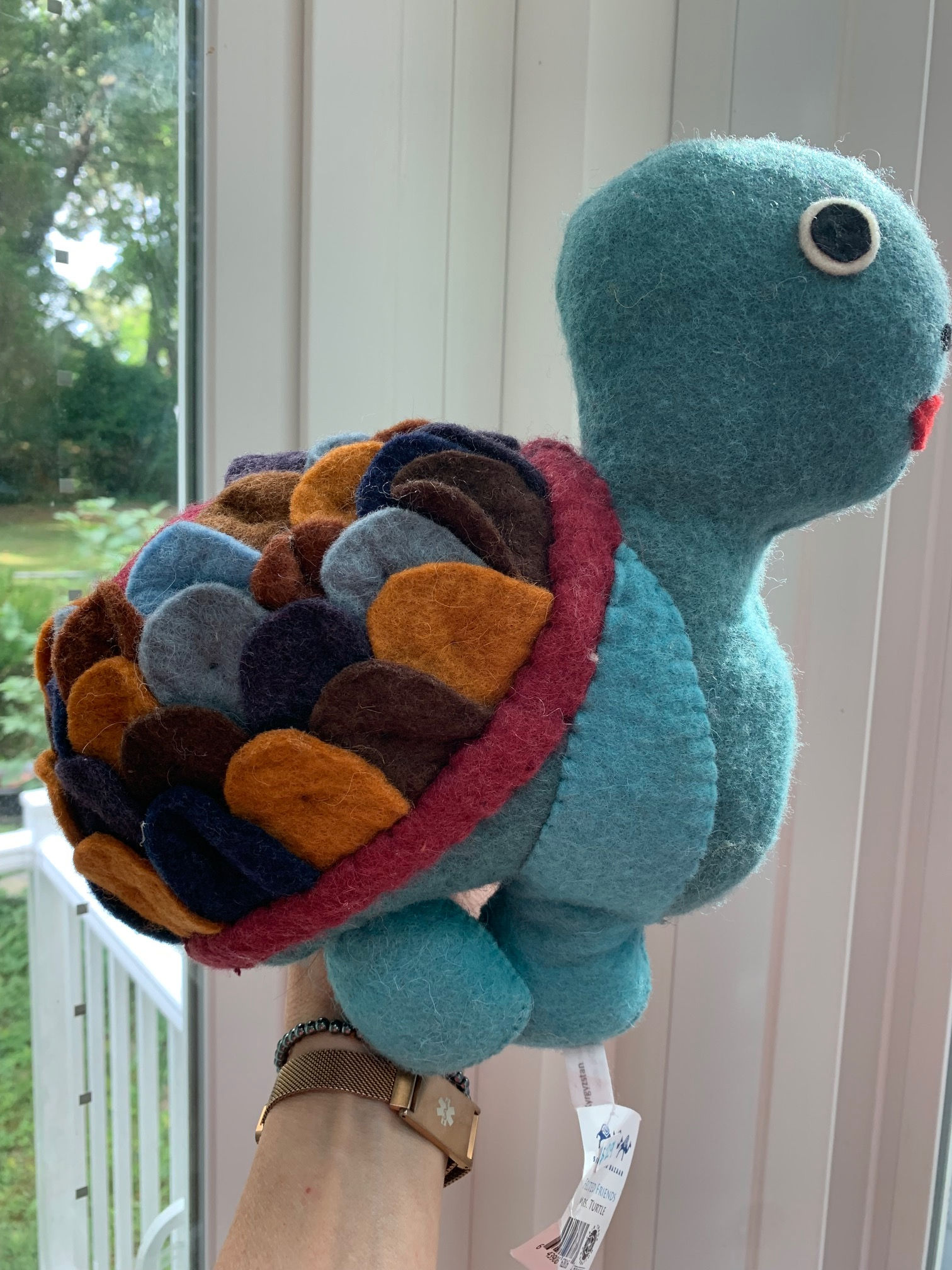 Felted Friends- "Colorful Turtle" stuffed toy.