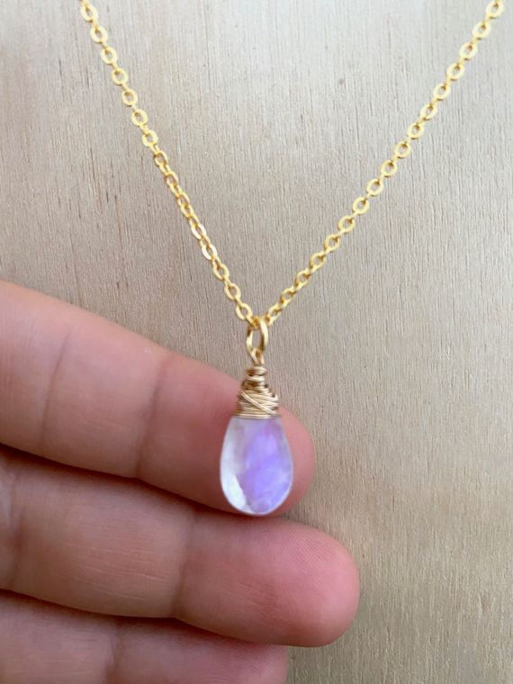 Thumbnail: Pyrite and Pearls- Rainbow Moonstone Drop Necklace