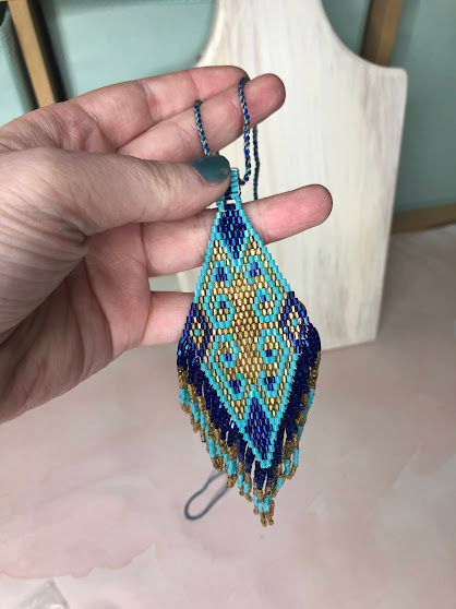 Thumbnail: Mare Sol Amore - Diamond Fringe Blue and Gold Necklace