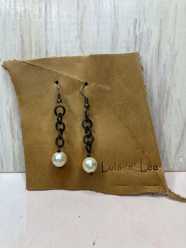 Lula N Lee - White Bead Chain Earrings