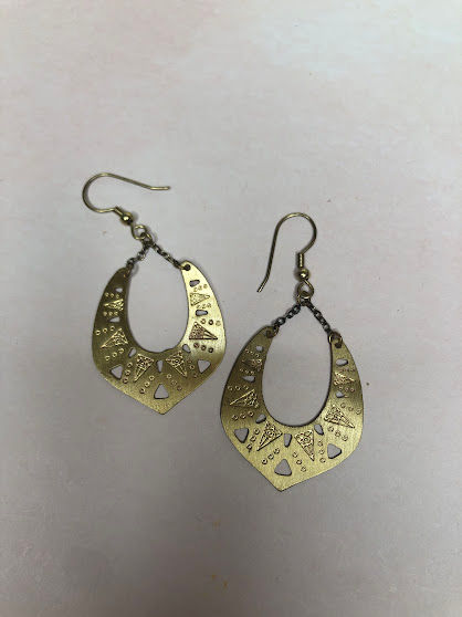 Thumbnail: Mata Traders - Brass Cutout Dangle Earrings