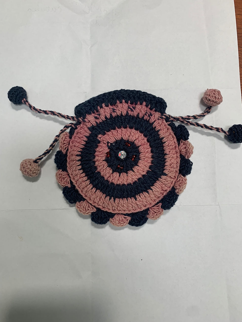 Thumbnail: Sunavworld, LLC- "Blue & Mauve Coin Purse w/ Wee Pom Poms"