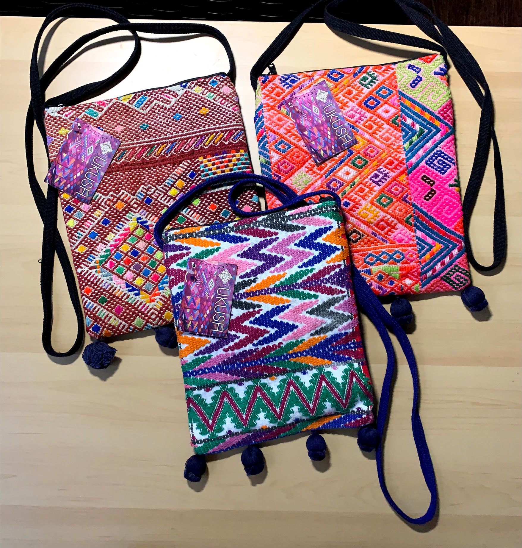 Ukush - Natural Huipil Pom Pom Crossbody