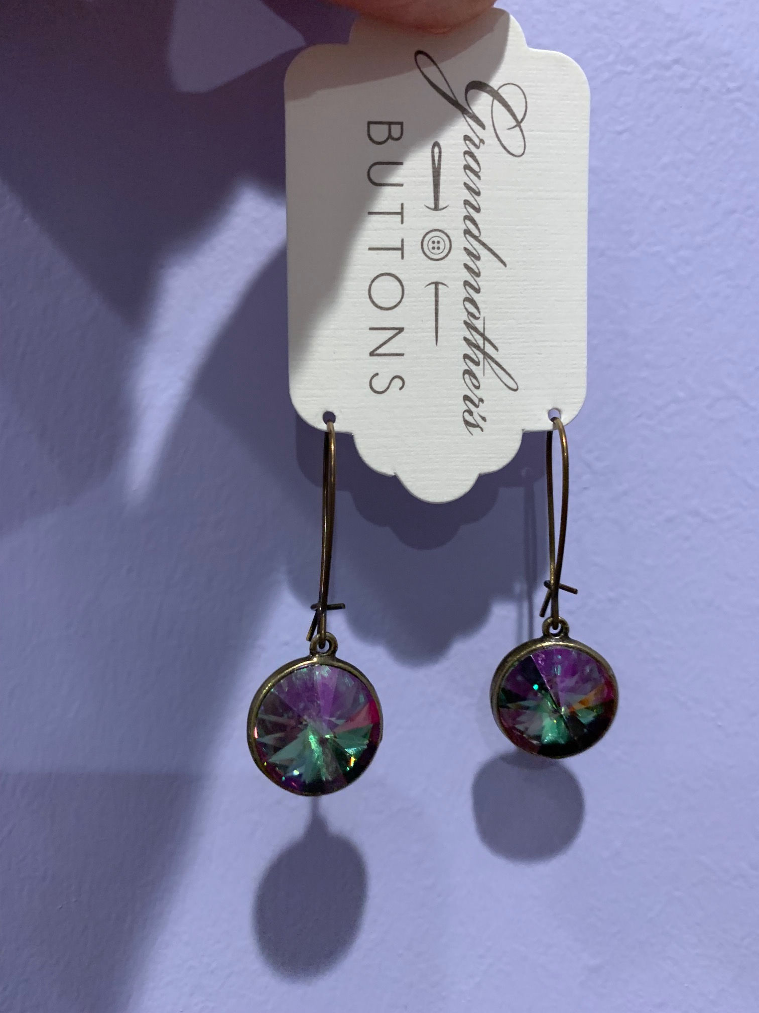 Grandmother's Buttons- Czech crystal rivolis in Celadon.