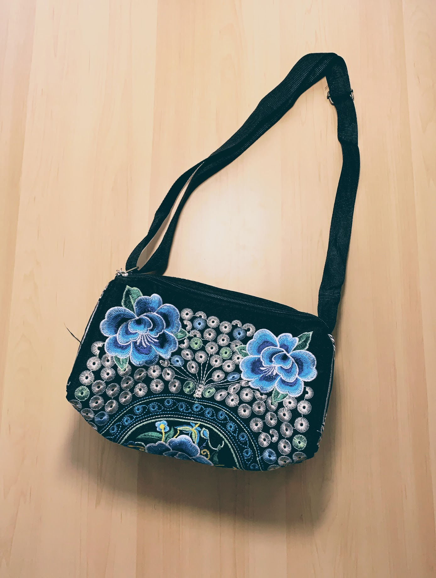 Blue Floral Guatemalan Crossbody