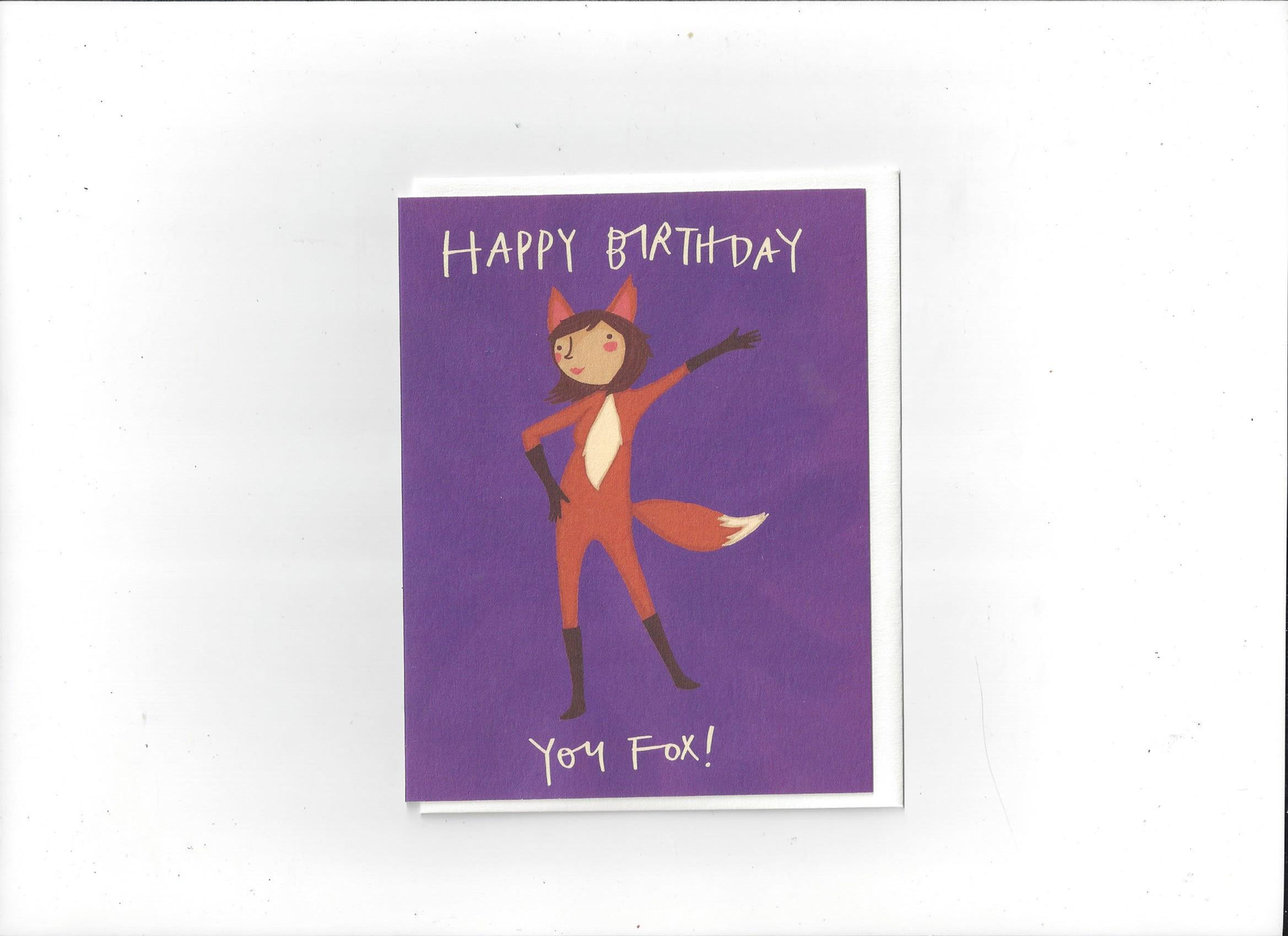 Pencil Joy - Happy Birthday You Fox Purple Card