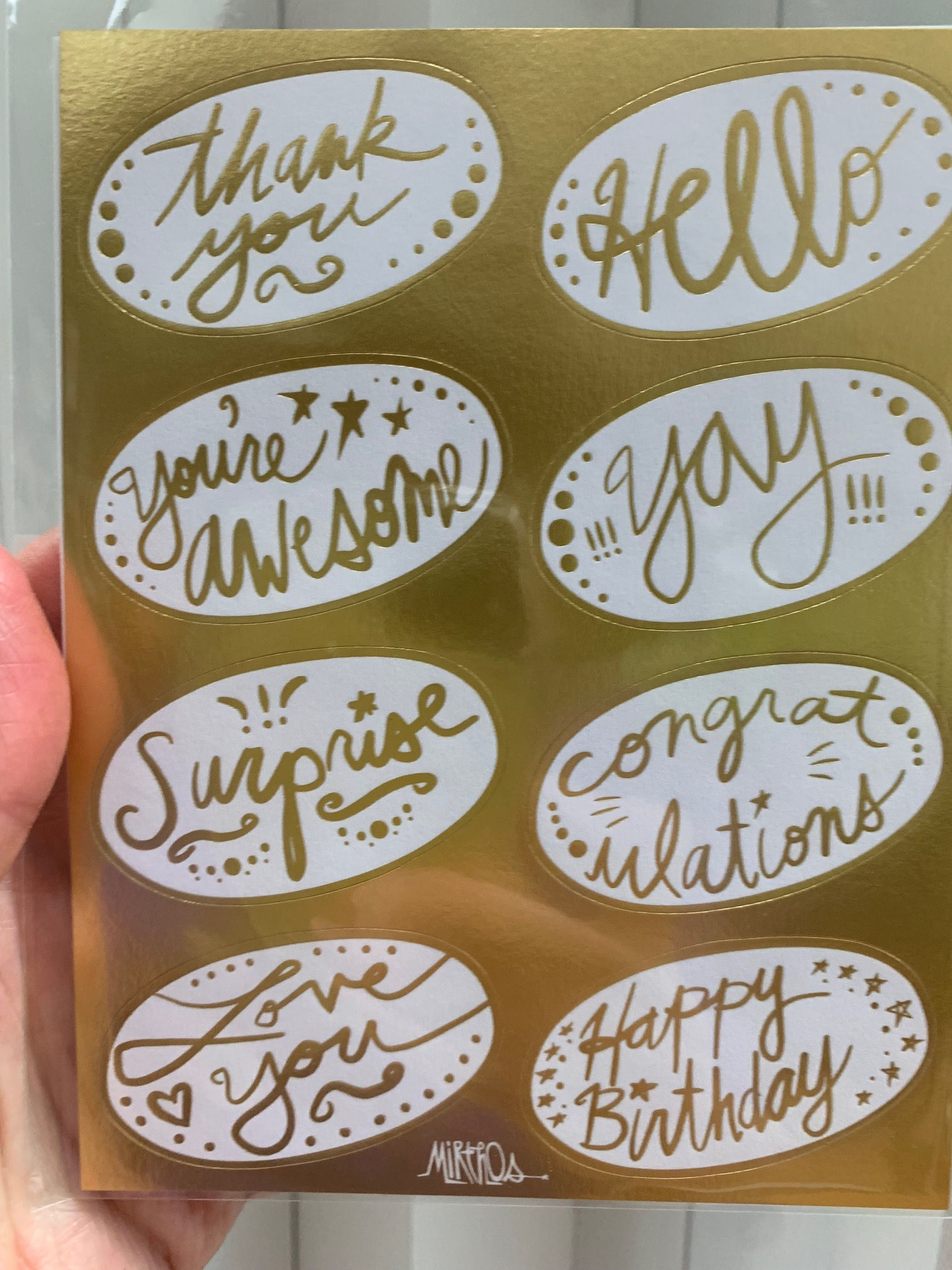 Mirthos Paper- "Flourishes" Paper Gold Foil Greeting Sticker Sheet