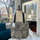 Thumbnail: Little West Belles - Beige Black Floral Woven Tote