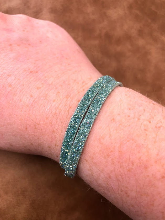 Thumbnail: She Rise - Blue Glittery Wrap Magnetic Clasp Bracelet