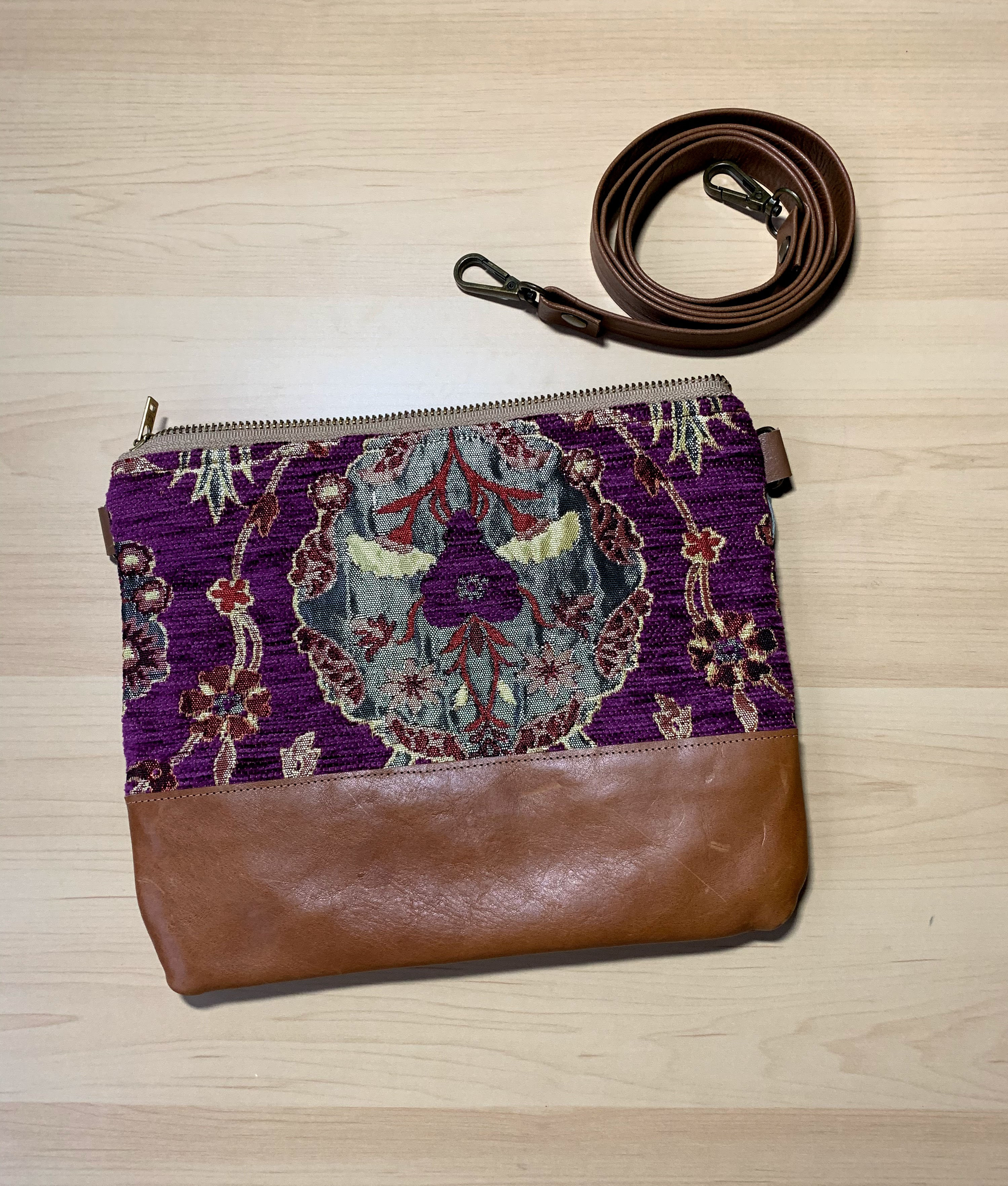 Little West Belles - Purple Patterned Convertible Clutch/Crossbody