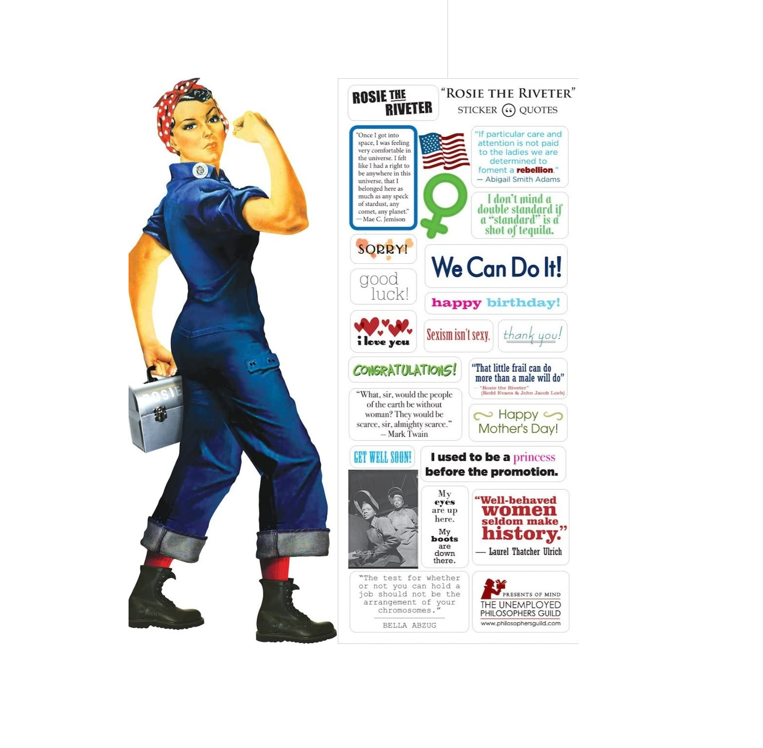 Unemployed Philosophers - Rosie The Riveter Card and Stickers