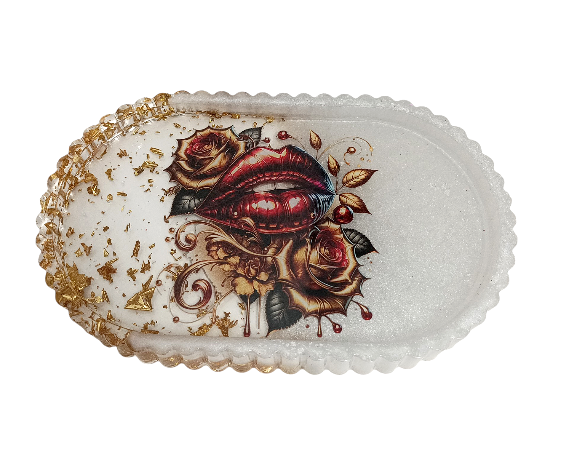 Plateau feuille d'or et bouche 