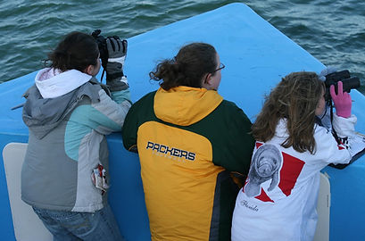 Students aboard the Envirolab looking fo