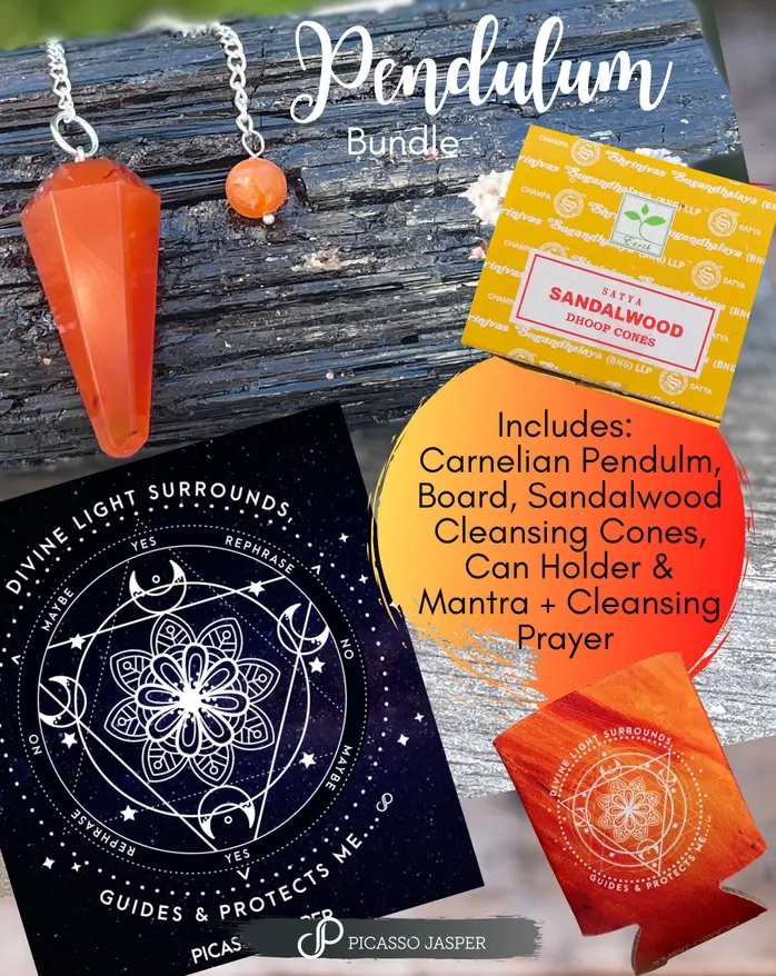 Carnelian Crystal Pendulum + Cloth Board Bundle
