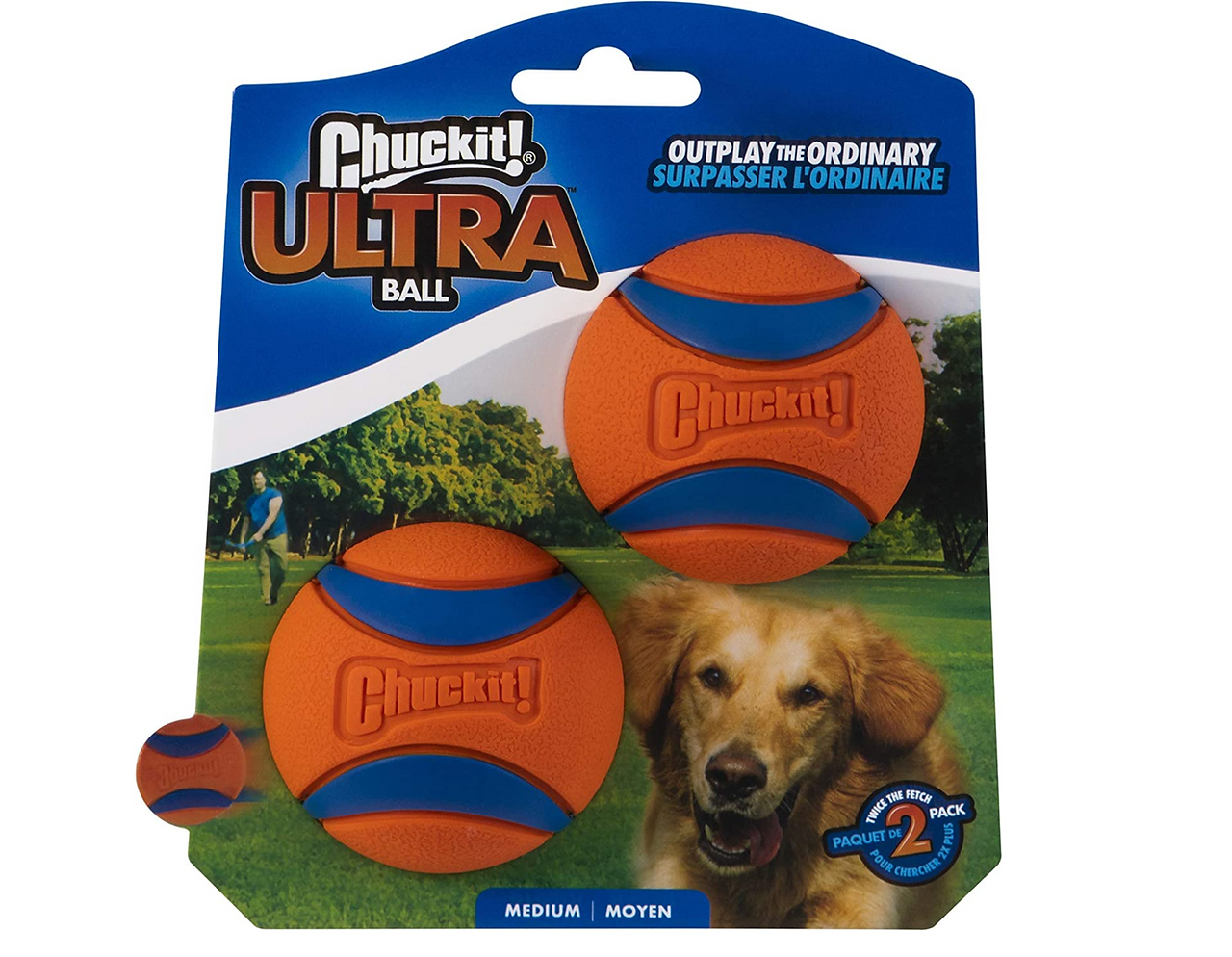 Chuckit! Ultra Squeaker Ball Dog Toy, Medium (2.5 Inch) 2 Pack