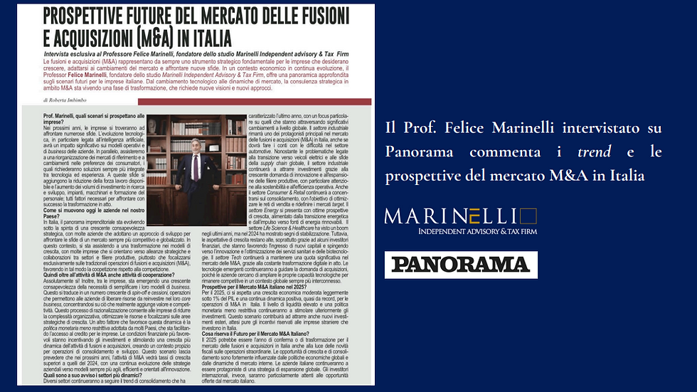 Il Prof. Felice Marinelli intervistato su Panorama