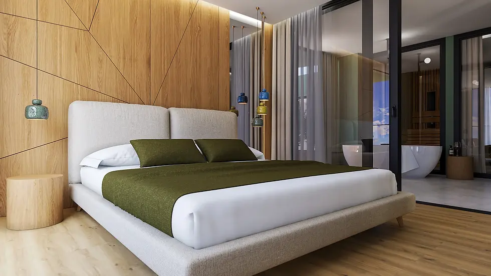 Apartament hotelowy - sypialnia z wanną