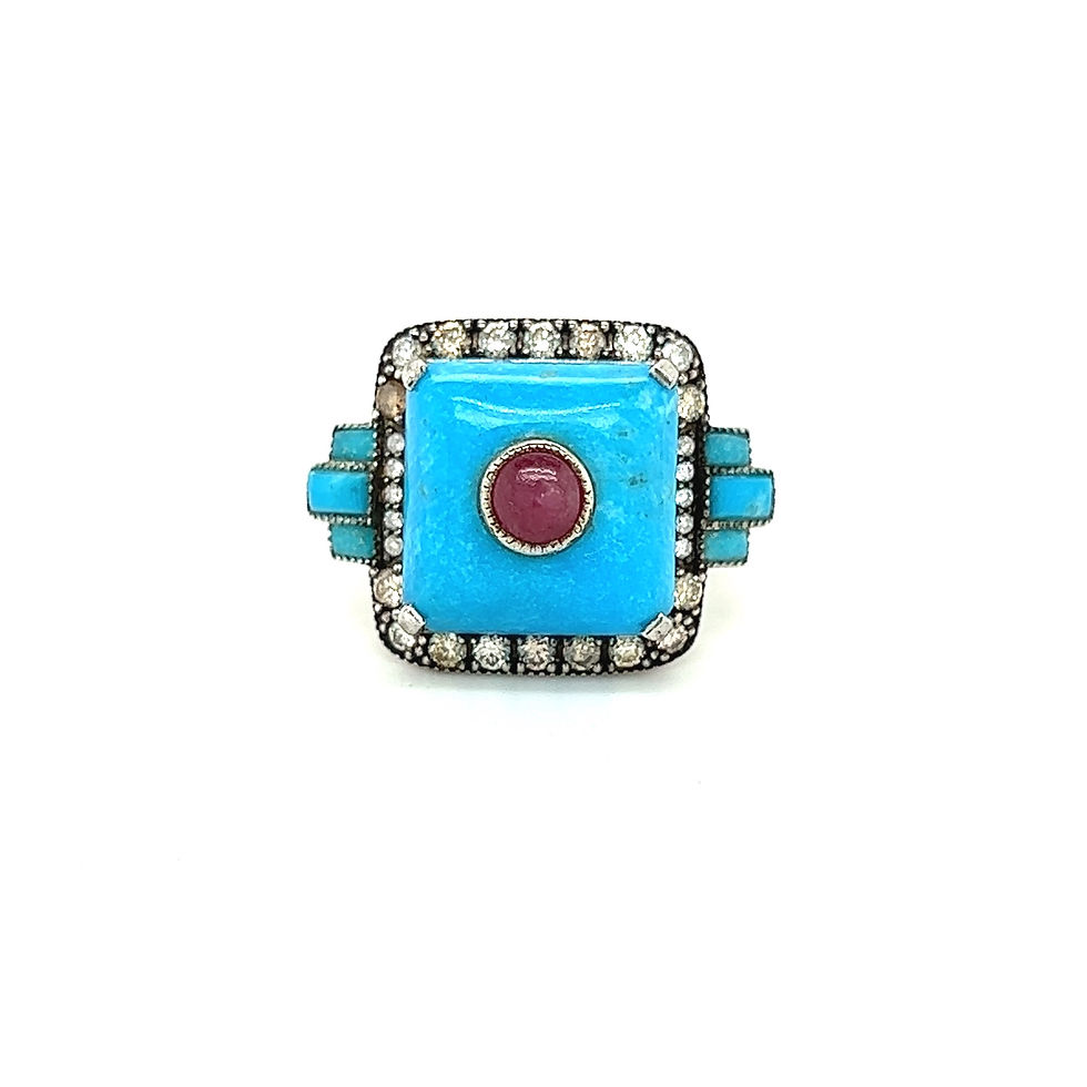 Thumbnail: Turquoise set with diamonds and ruby