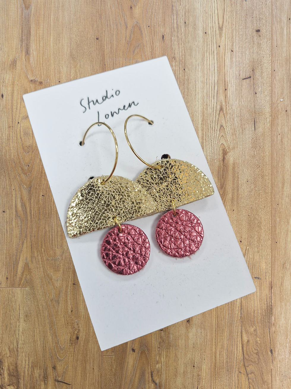 Thumbnail: Studio Lowen Sunrise Hoop Leather Earrings