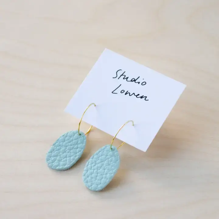 Thumbnail: Studio Lowen Sea Pool Hoop Leather Earrings