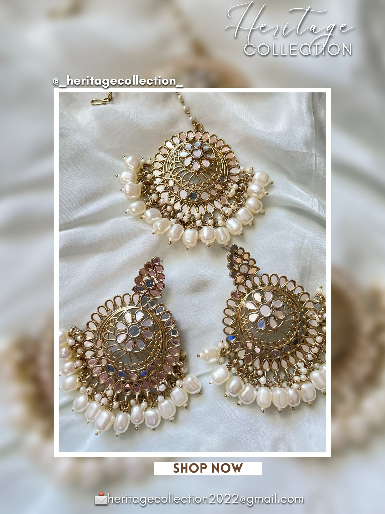 Lavish Tikka Set with Milky Beads