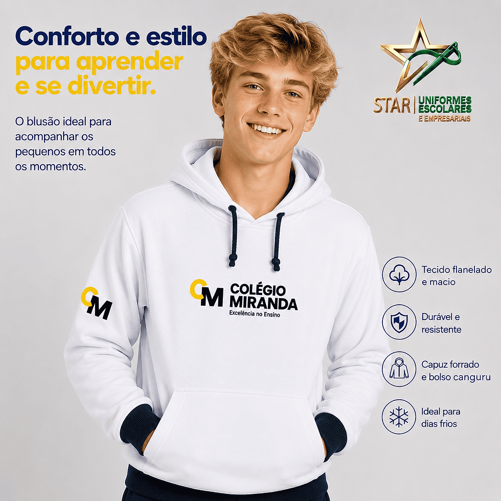 Miniatura: Blusão em Helanca Flanelado com Capuz - Branco (Unissex)
