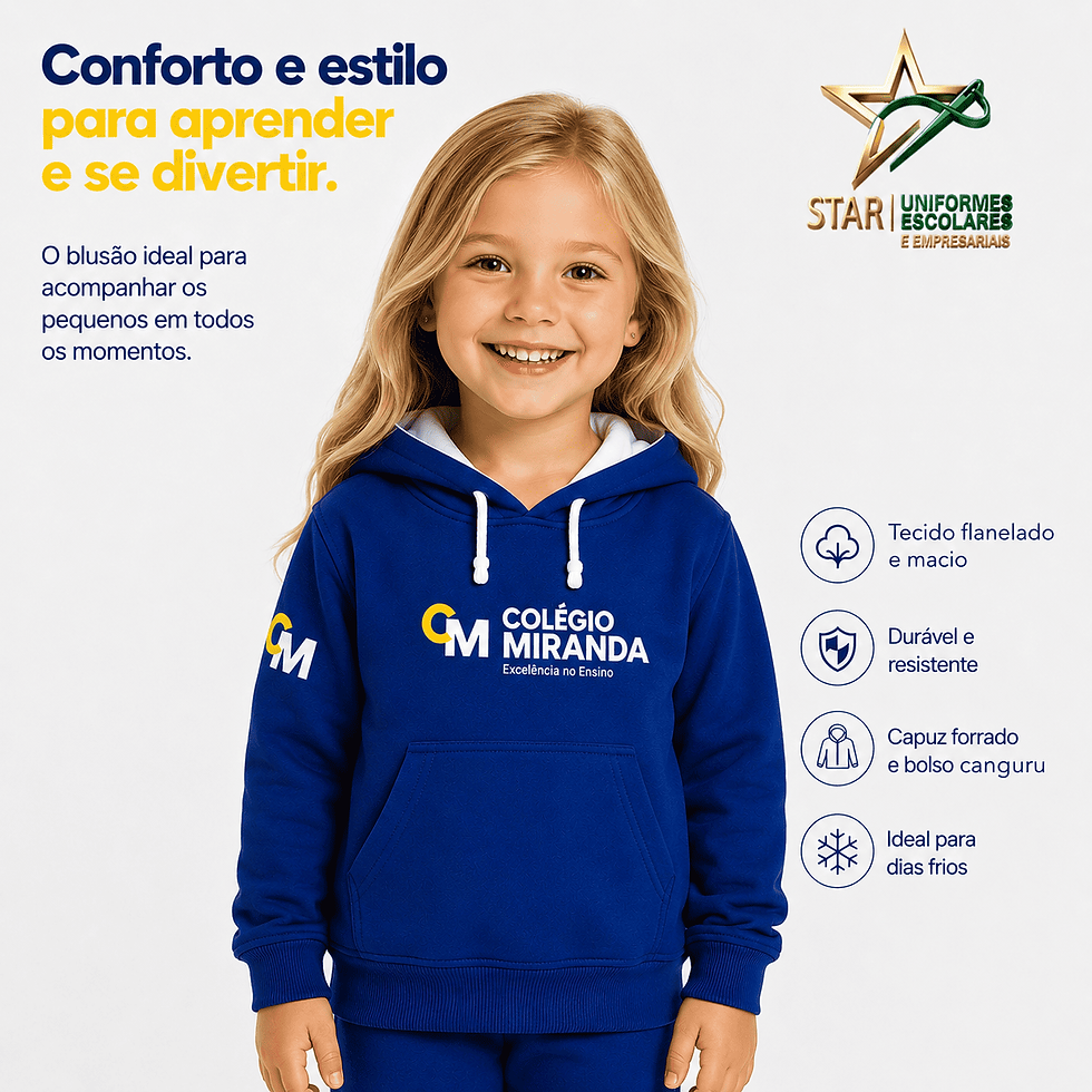 Miniatura: Blusão em Helanca Flanelado com Capuz - Azul (Unissex)