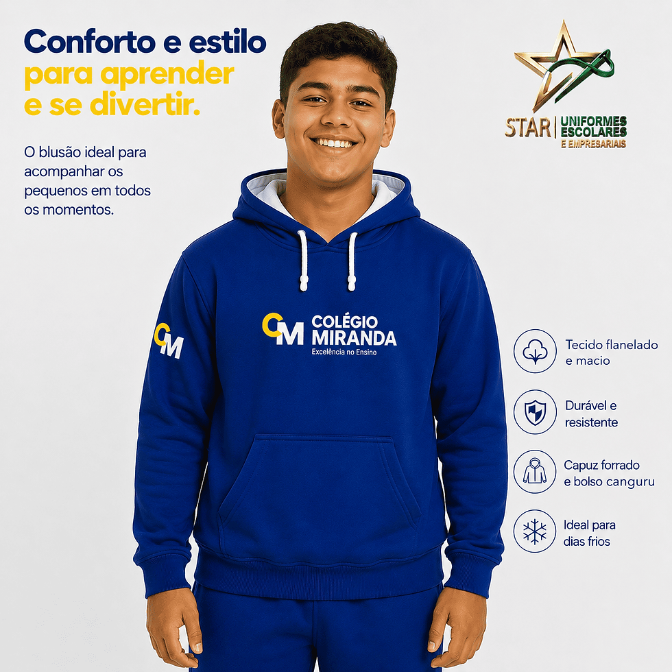 Miniatura: Blusão em Helanca Flanelado com Capuz - Azul (Unissex)