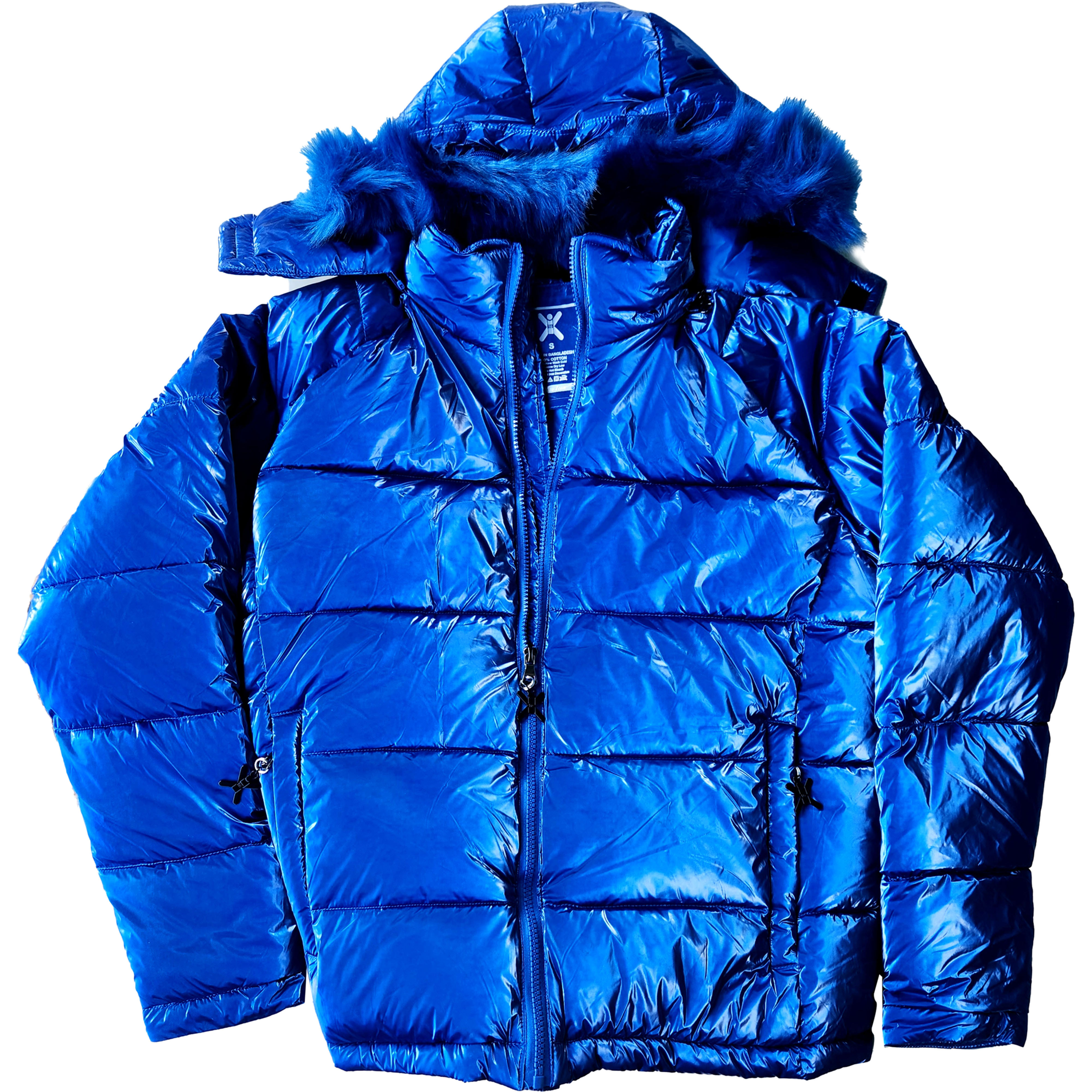 X TO ICON Shiny Frost Faux Fur Puffer Jacket