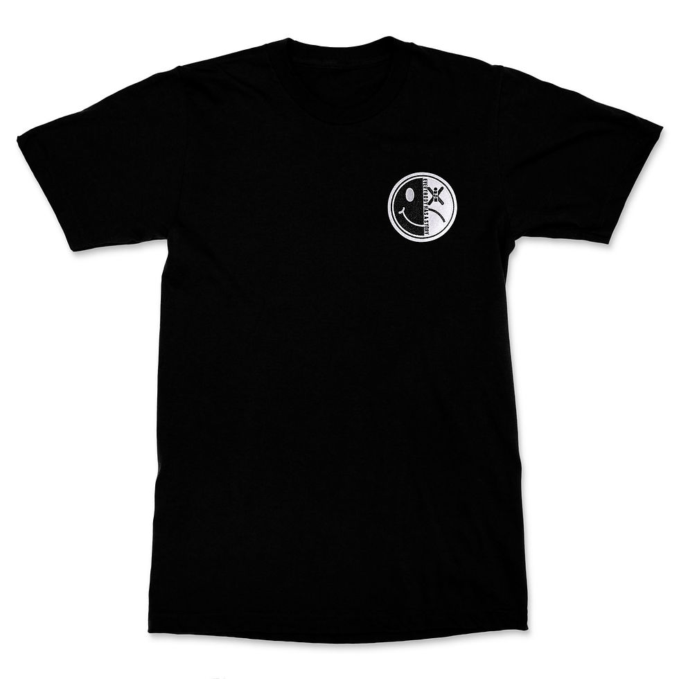 Black Men's X TO ICON Smiley  Prem. Crew Neck T-shirt