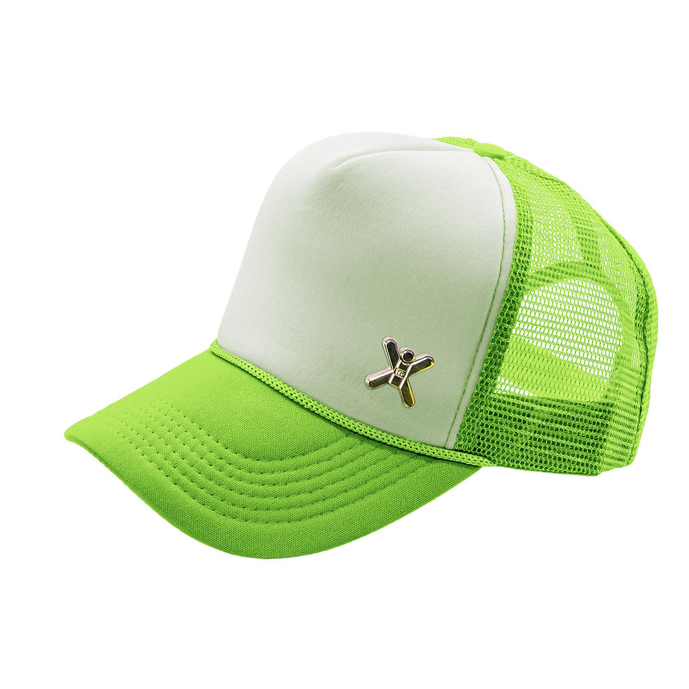 X to Icon Pinned Embroidered Green Mesh Cap (GOLD)