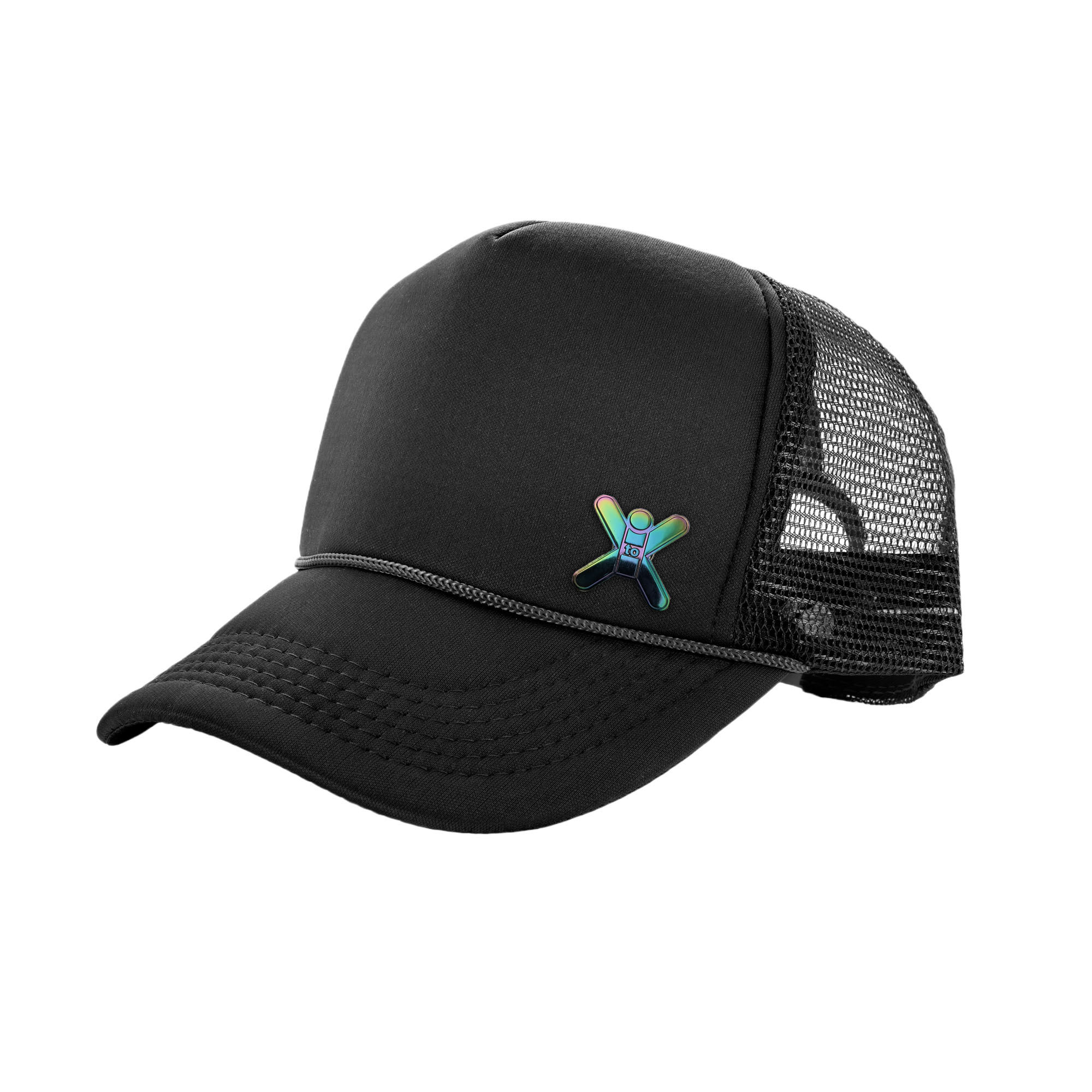 X TO ICON Signature Pinned Black Mesh Cap (Chromatic)