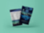 Two vibrant blue snack packages with mountain and campsite illustration; one shows nutritional info, the other highlights Caryophyllene.