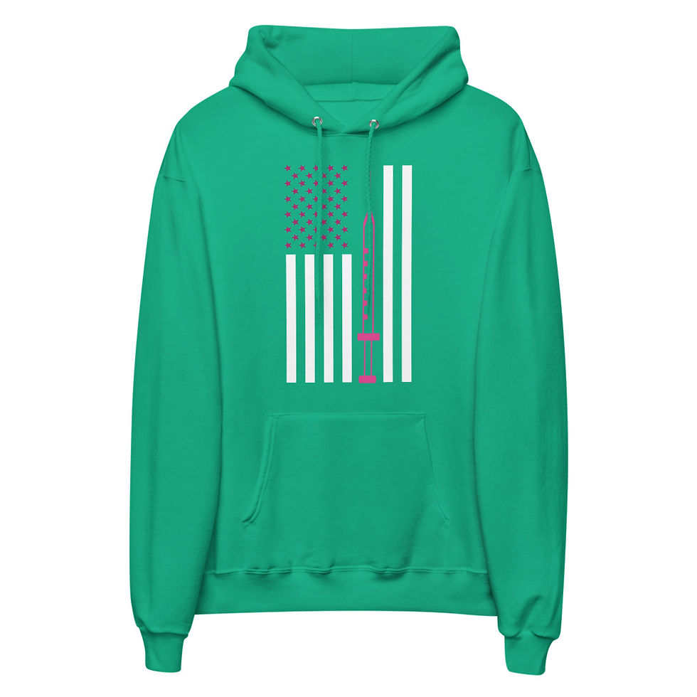 Thumbnail: Pink Flag With Needle unisex fleece hoodie