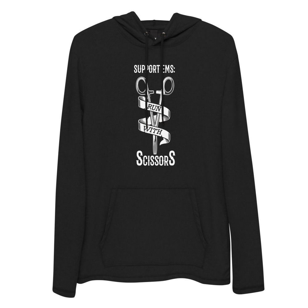 Support EMS Run With Scissors Lightweight Hoodie Front