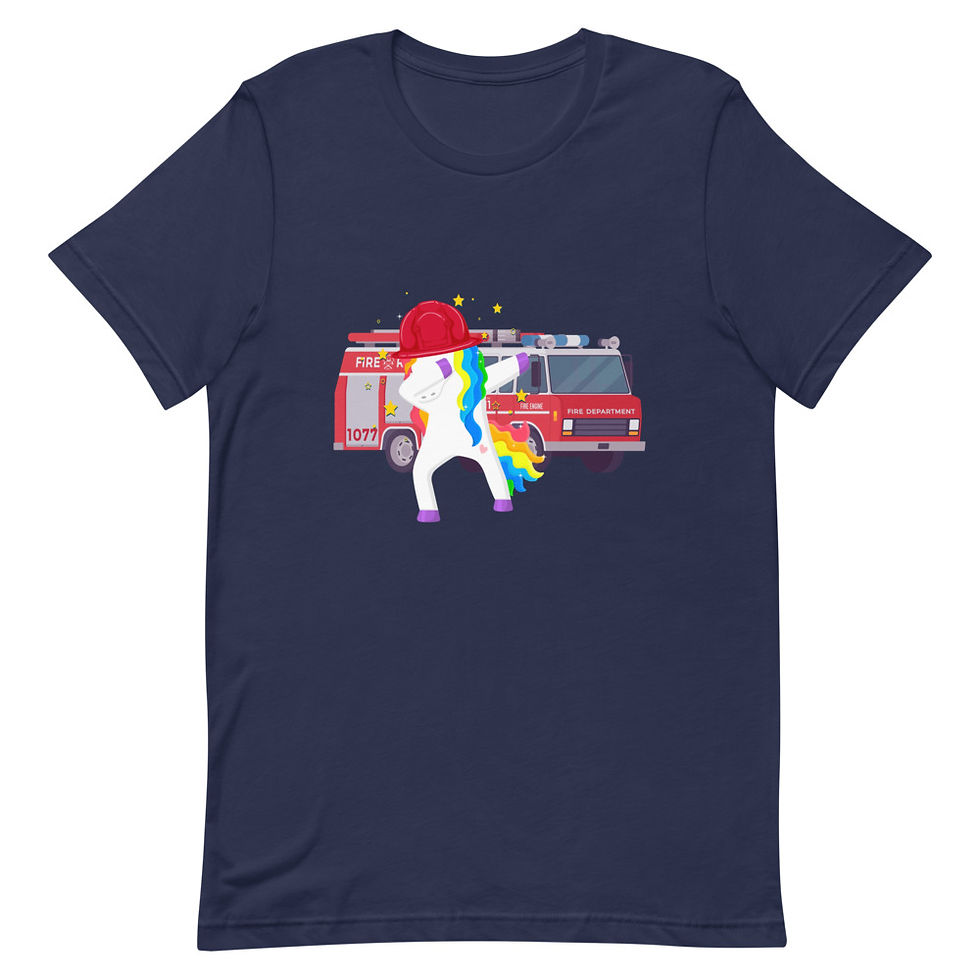 Thumbnail: Dabbing Unicorn Firefighter Short Sleeve Unisex T-Shirt 