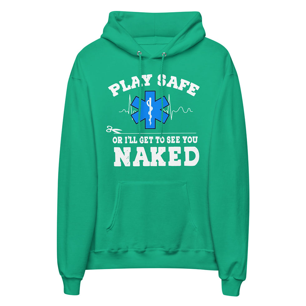 Thumbnail: Play Safe or I'll Get to See You Naked unisex fleece hoodie