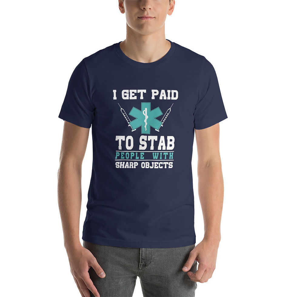 Thumbnail: I Get Paid To Stab People Short Sleeve Unisex T-Shirt 