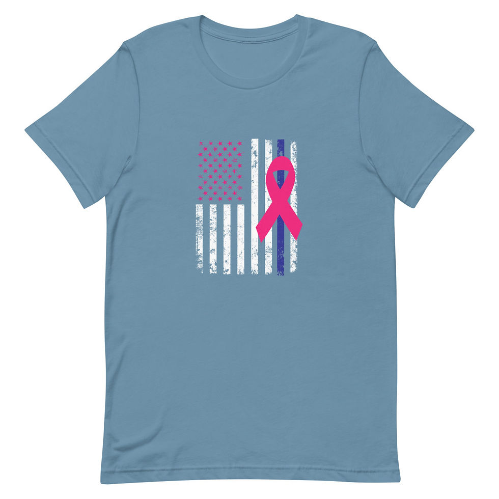 Thumbnail: Pink Ribbon Flag Short Sleeve Unisex T-Shirt 