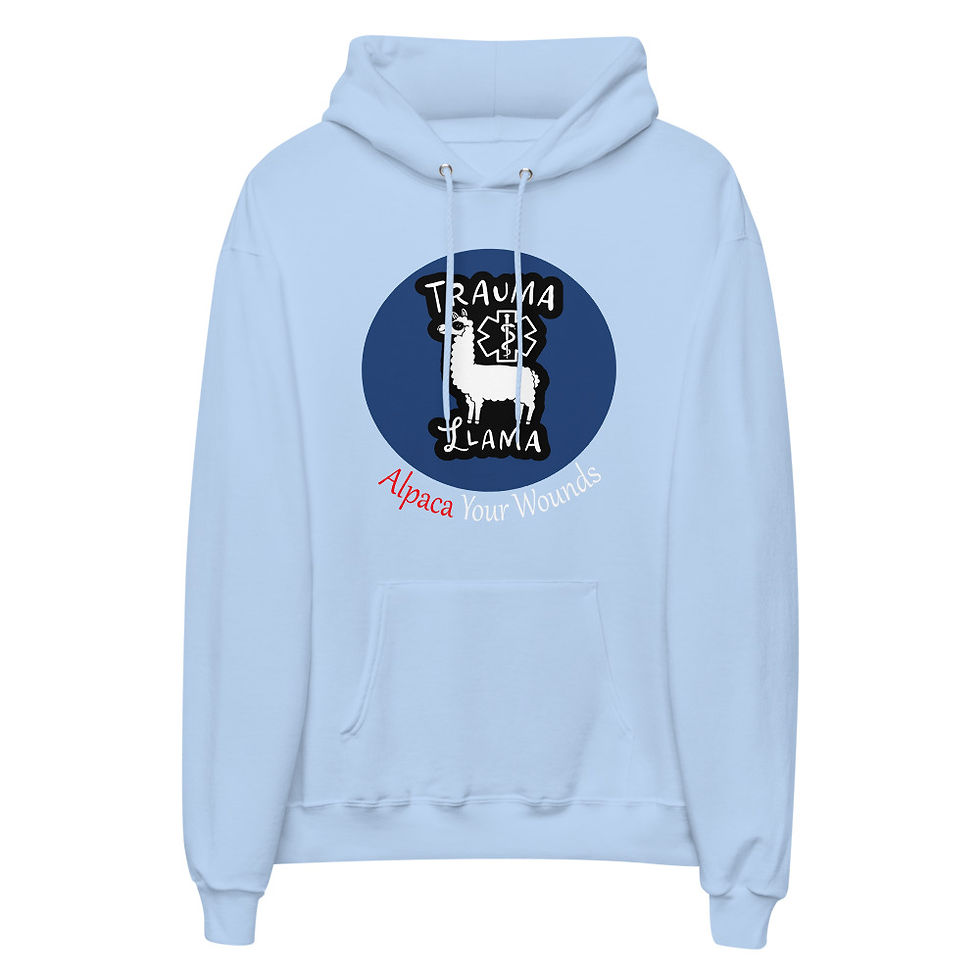 Thumbnail: Trauma Llama Alpaca Your Wounds unisex fleece hoodie