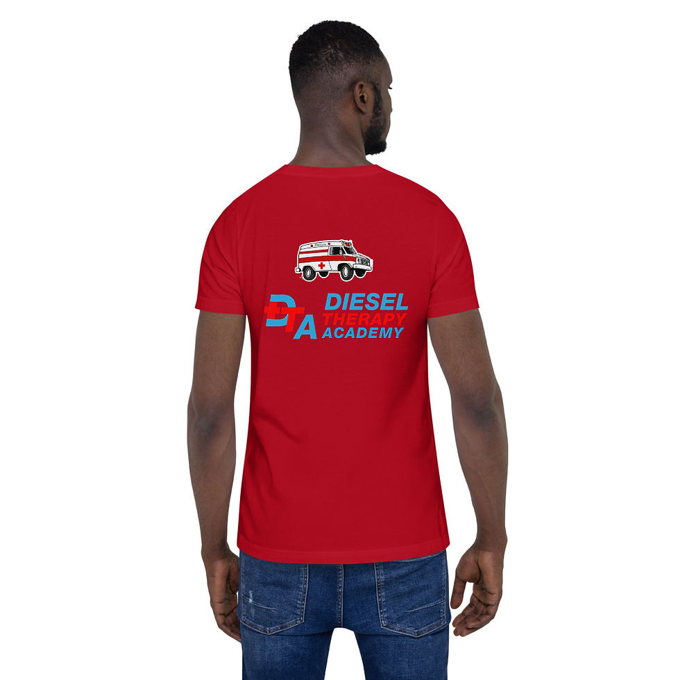 Thumbnail: Diesel Therapy Logo Short-Sleeve Unisex T-Shirt Left Chest and Back 
