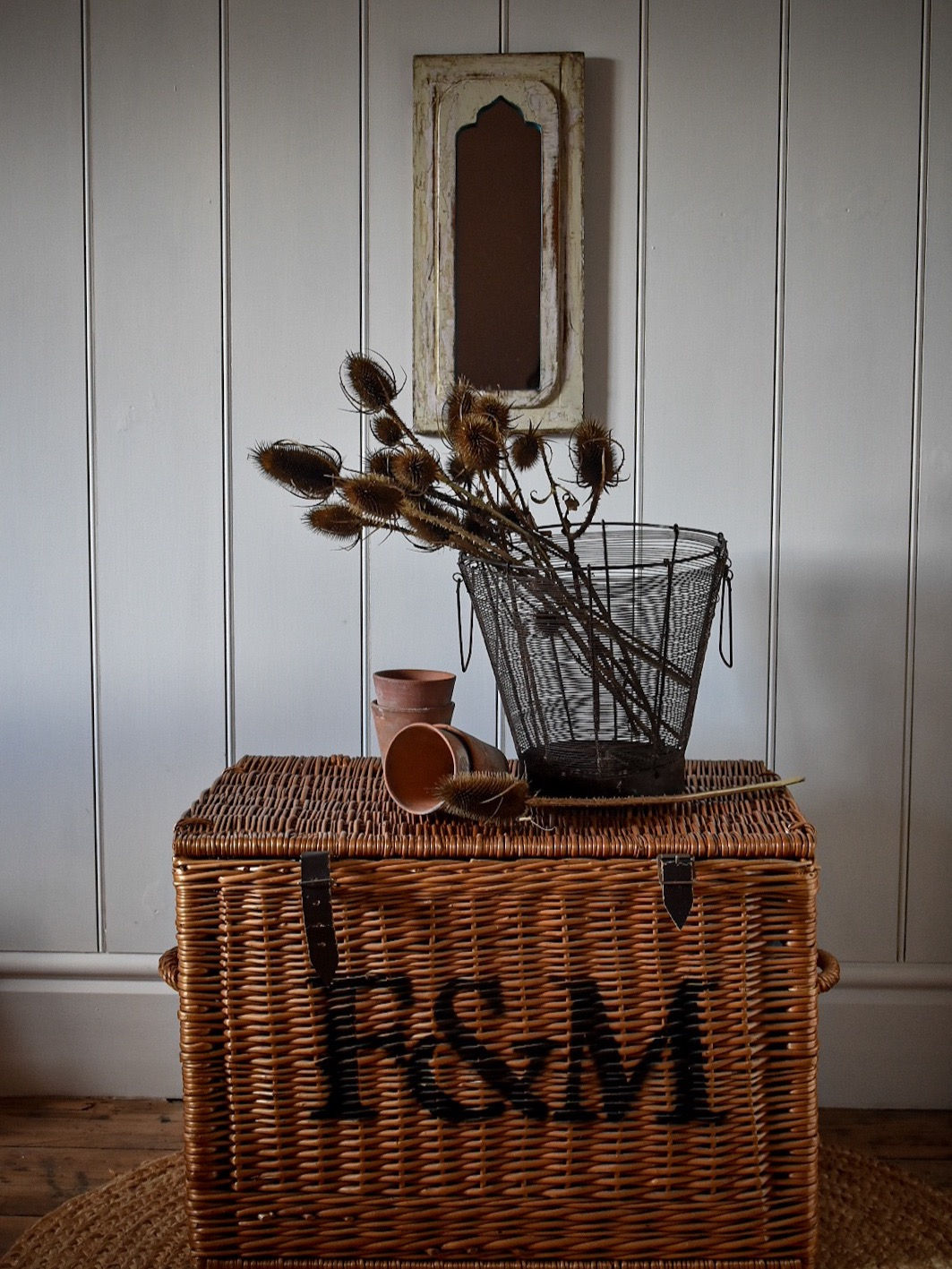 Indian style wooden mirror