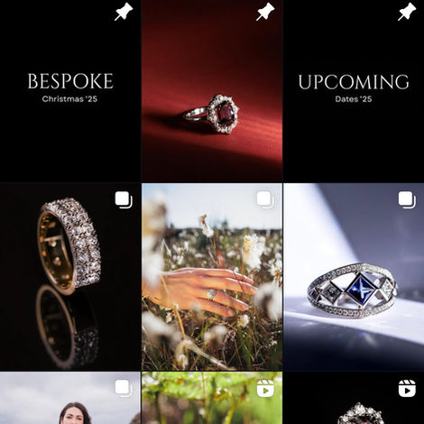 Brand strategy and social media content for luxury jewellery designer Lydia Clayton Goldsmith.