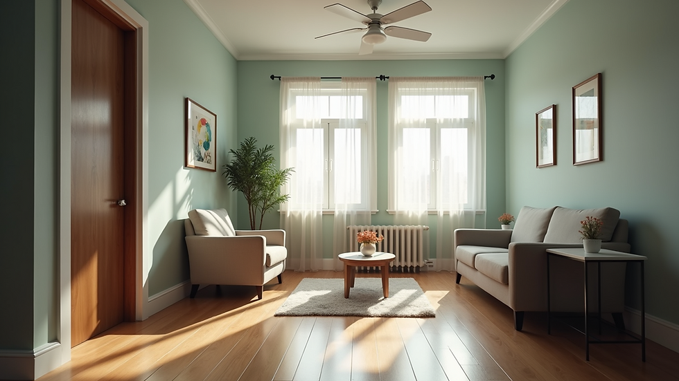 High angle view of a quiet counseling office