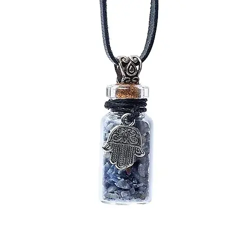 Fiole REPOUSSE LE MAUVAIS OEIL - lapis lazuli et khamsa