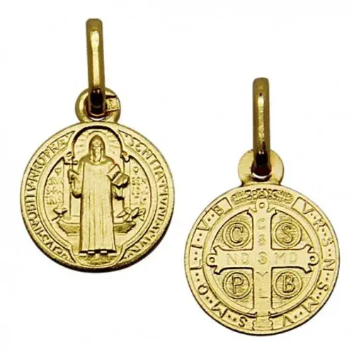Médaille Saint Benoit doré bénite