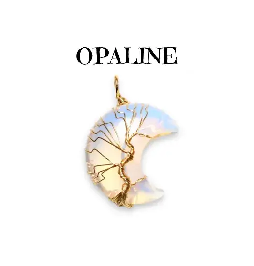 Miniature : Pendentif en Arbre de vie forme lune en Opaline