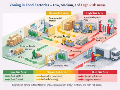 Zoning in Food Factories showing Low, Medium, and High Risk Areas