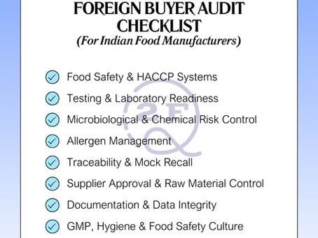 foreign buyer audit checklist for food manufacturers in India